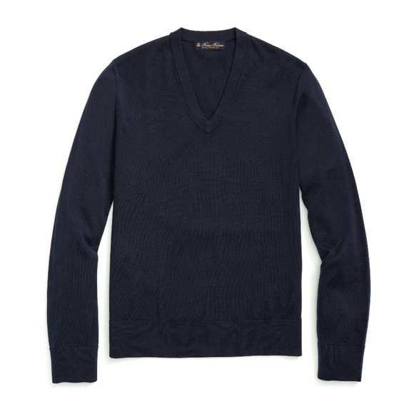 Brooks Brothers Ultimate Merino Wool Knit Pullover Sweater Mens L Navy NWT - Picture 1 of 6